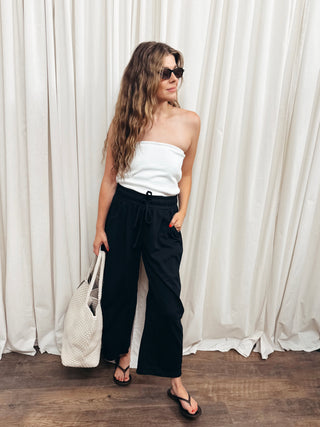 The French Terry Barrel Pant in Black