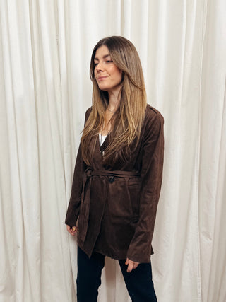 The Faux Suede Wrap Jacket