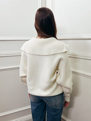 Ribbed Wide Collar Sweater