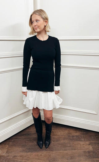 Layered Knit Shirt Dress