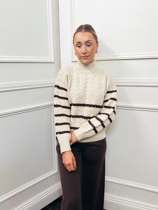 Cable Knit Chunky Stripe Sweater