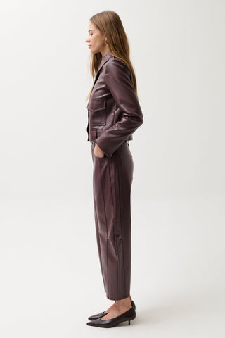 The Eli High Rise Arched Leg Pant in Cabernet