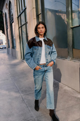 The Issa Ankle Mid Rise Relaxed Ankle Straight Jean in Metropolis