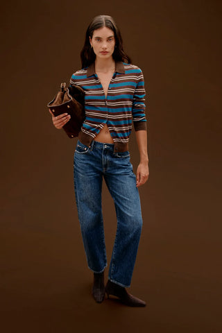 The Lexi Mid Rise Bowed Straight Jean in Moonwave
