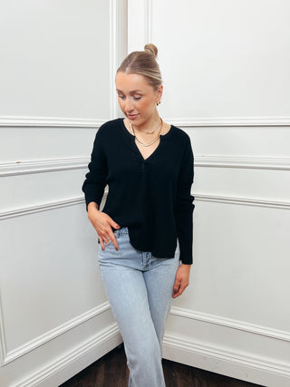 Getaway Notch Neck Sweater Rib Pullover