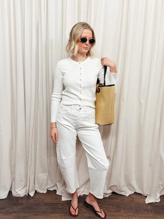 The Ribbed Button Cardigan - Olive Street