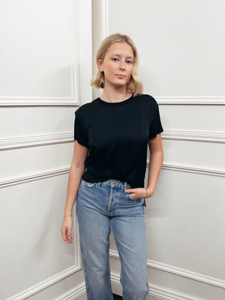 Delphine Satin Crew Neck Tee