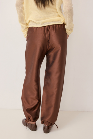 The Tafetta Drawstring Pants in Brown