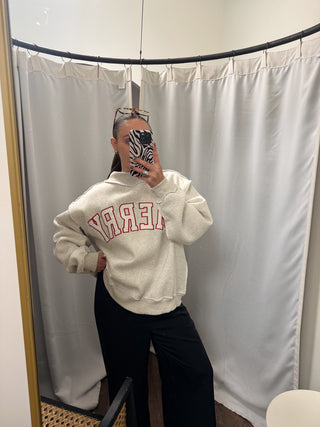 The Merry Embroidered Mock Neck Sweatshirt