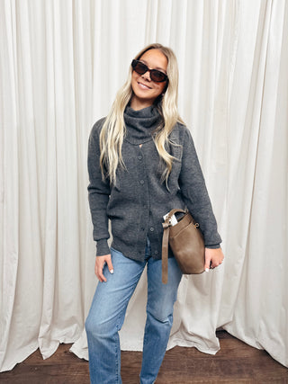 The Gelman Detachable Scarf Cardigan - Olive Street