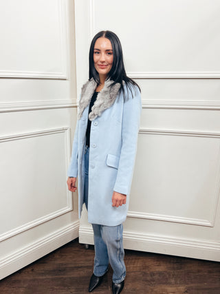 Powder Blue Coat with Fur Collar