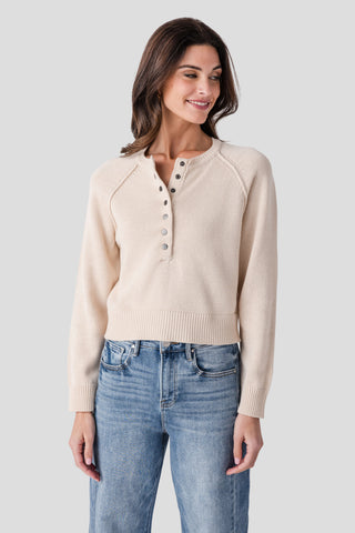 The Raglan Sleeve Henley Sweater - Olive Street