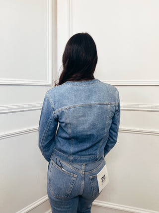 Collarless Denim Jacket