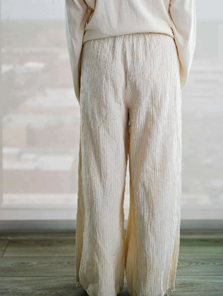The Ginny Double Weave Stripe Gauze Pull On Pant - Olive Street