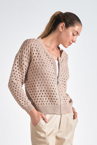 Open Knit Zip Jacket