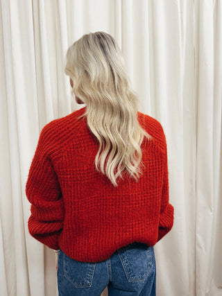 The Jane Cardigan in Crimson