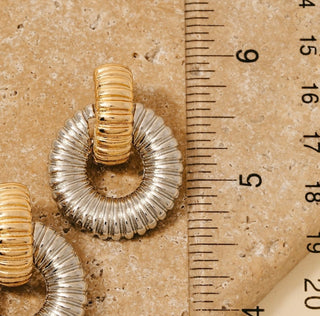 Textured Two Tone Door Knocker Earrings