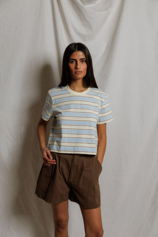 The Gia Striped Crew Tee - Olive Street
