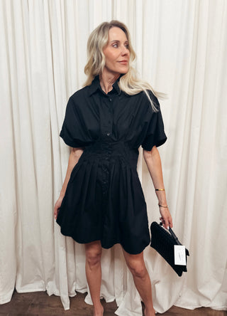 The Lorine Poplin Mini Shirt Dress - Olive Street