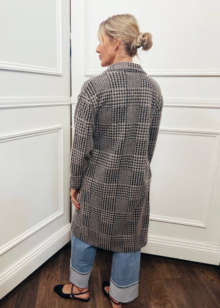 Houndstooth Knit Coat