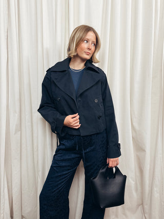 The Structured Woven Cropped Trench