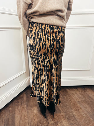 Animal Print Satin Skirt