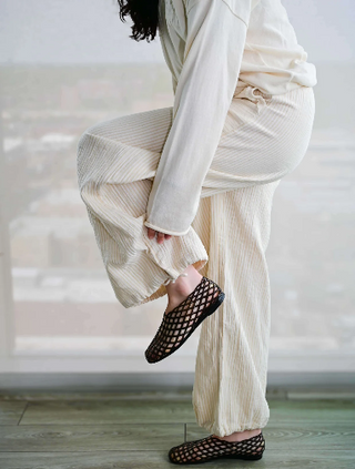 The Ginny Double Weave Stripe Gauze Pull On Pant - Olive Street