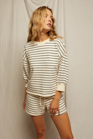 Niall Striped Fleece Pullover