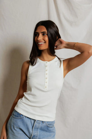 The Loretta Quarter Button Down Tank - Olive Street