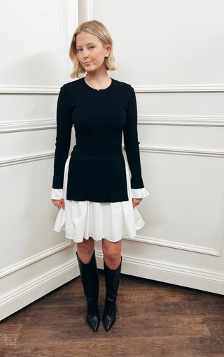 Layered Knit Shirt Dress