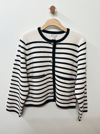 Crew Neck Stripe Cardigan