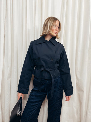 The Structured Woven Cropped Trench