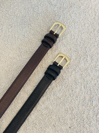 Classic Gold Buckle Leather Belt