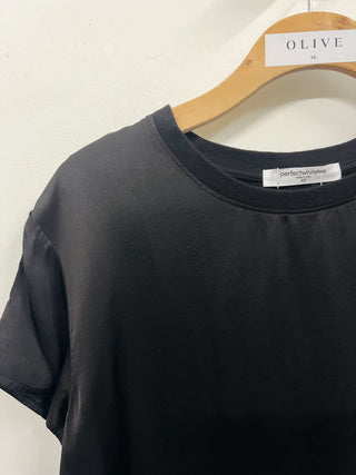 Delphine Satin Crew Neck Tee