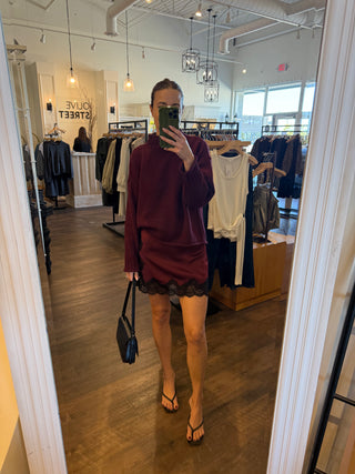 The Claude Satin Mini Skirt in Red