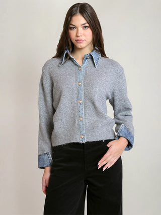The Denim Detail Sweater - Olive Street