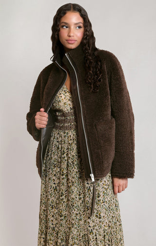 The Faux Shearling Stand Collar Coat