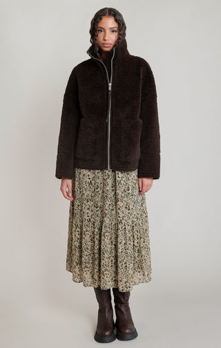 The Faux Shearling Stand Collar Coat
