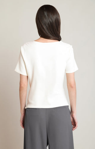 The Draped Asymmetrical Tee in Cream - Olive Street