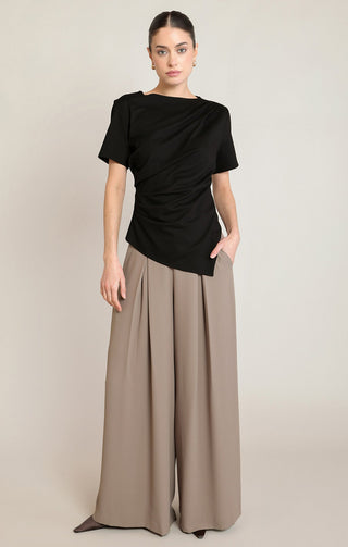 The Draped Asymmetrical Tee in Black