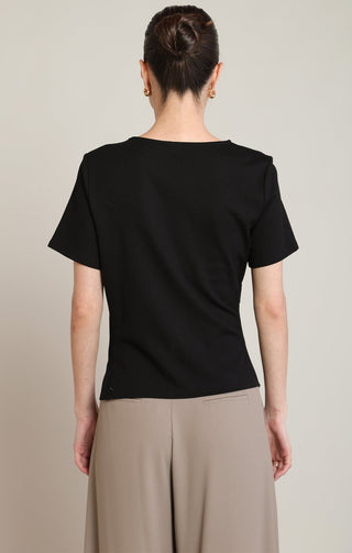 The Draped Asymmetrical Tee in Black