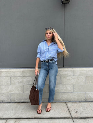 The Kerwin Crisp Poplin High Low Shirt - Olive Street