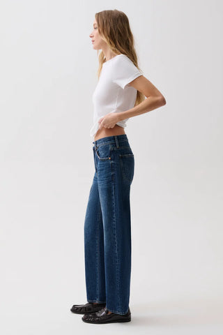 The Lexi Mid Rise Bowed Straight Jean in Moonwave