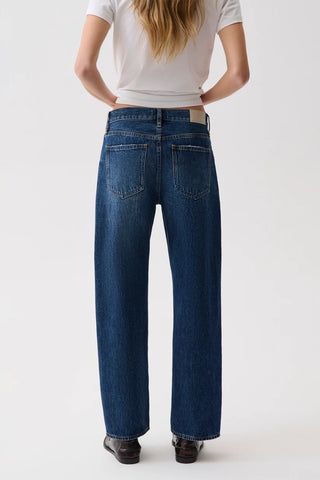 The Lexi Mid Rise Bowed Straight Jean in Moonwave
