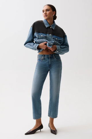 The Issa Ankle Mid Rise Relaxed Ankle Straight Jean in Metropolis