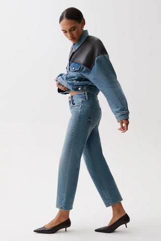 The Issa Ankle Mid Rise Relaxed Ankle Straight Jean in Metropolis