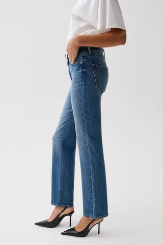 The Aleks Mid Rise Straight Long Jean in Sea Salt