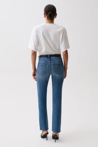 The Aleks Mid Rise Straight Long Jean in Sea Salt