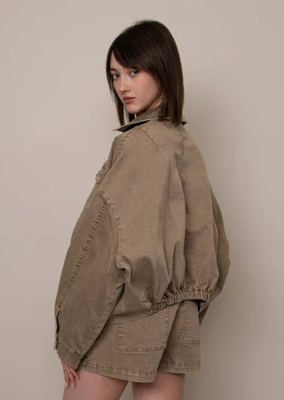 The Rumi Bubble Hem Denim Jacket - Olive Street