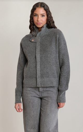 The Knit Stand Collar Zipper Cardigan
